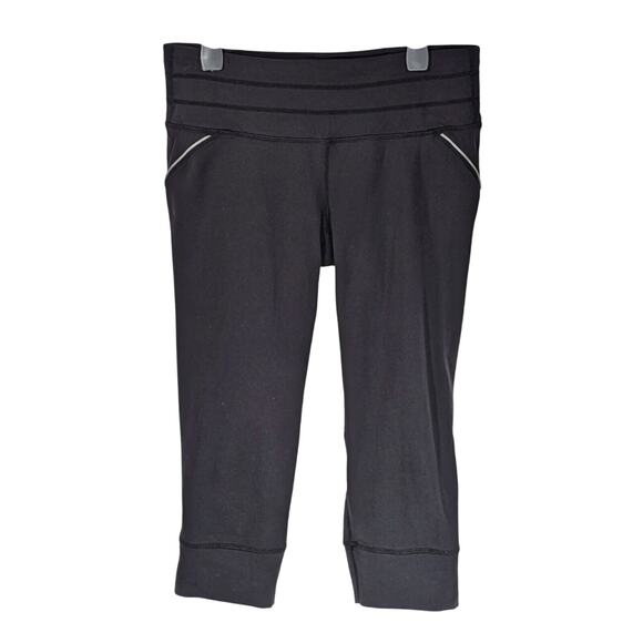 LOT 2 Athleta Replay Reflective Cropped Leggings Running Solid Black Medium - Picture 2 of 9